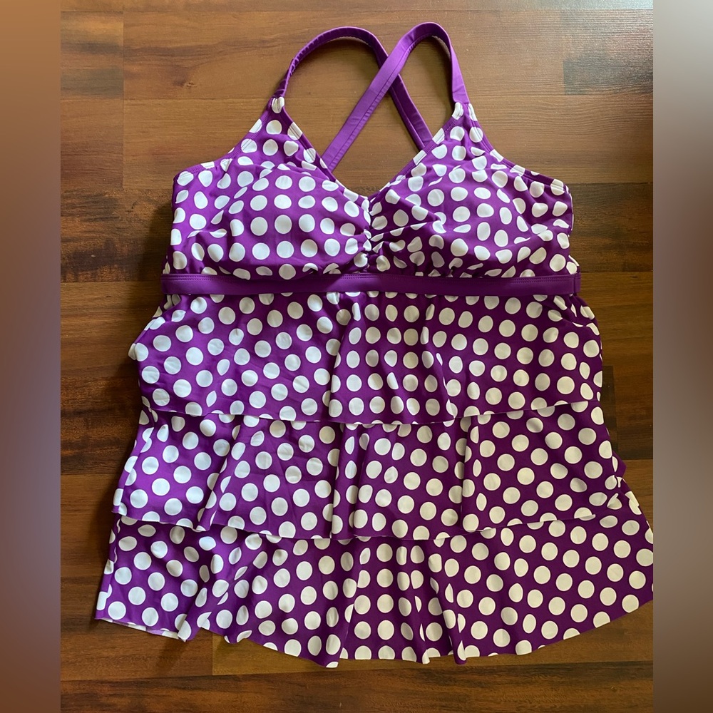 VM Purple Polka Dot Tankini Top plus size